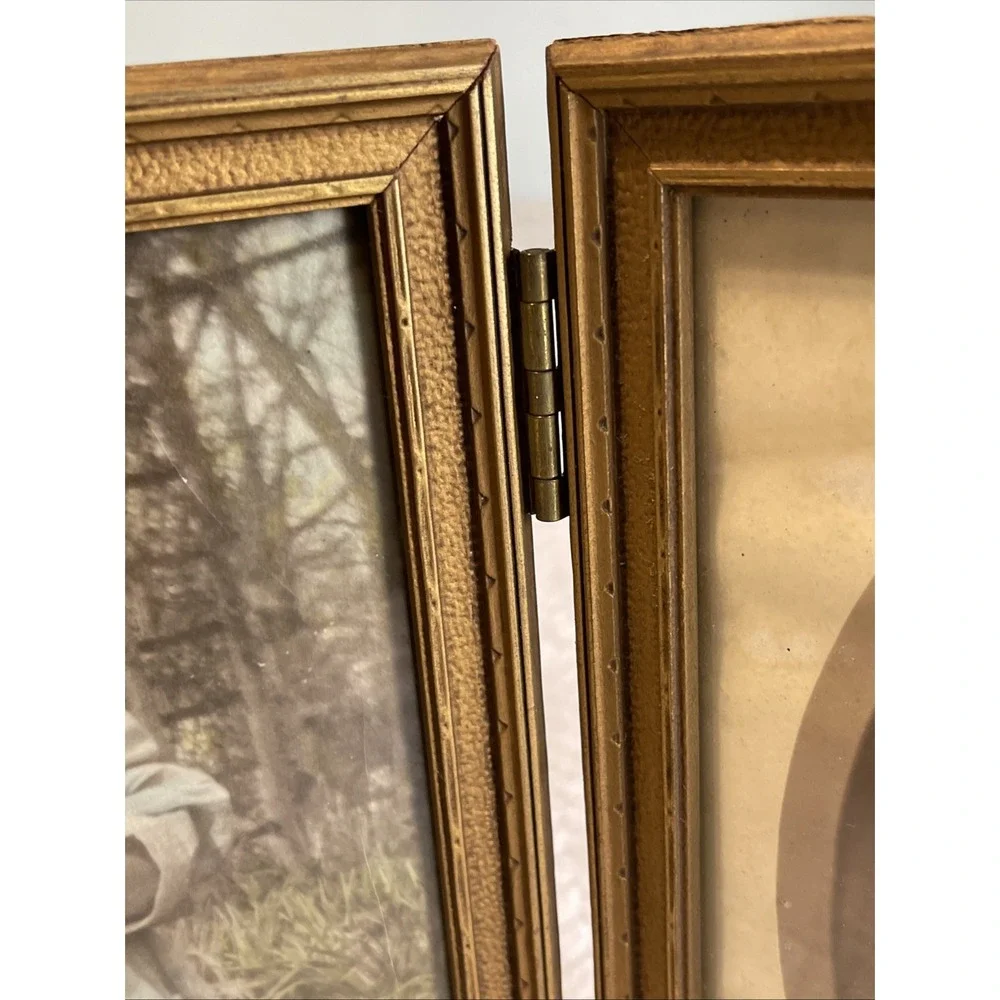 Vintage‎ Gold Wooden Double Picture Photo Frame Ornate  10